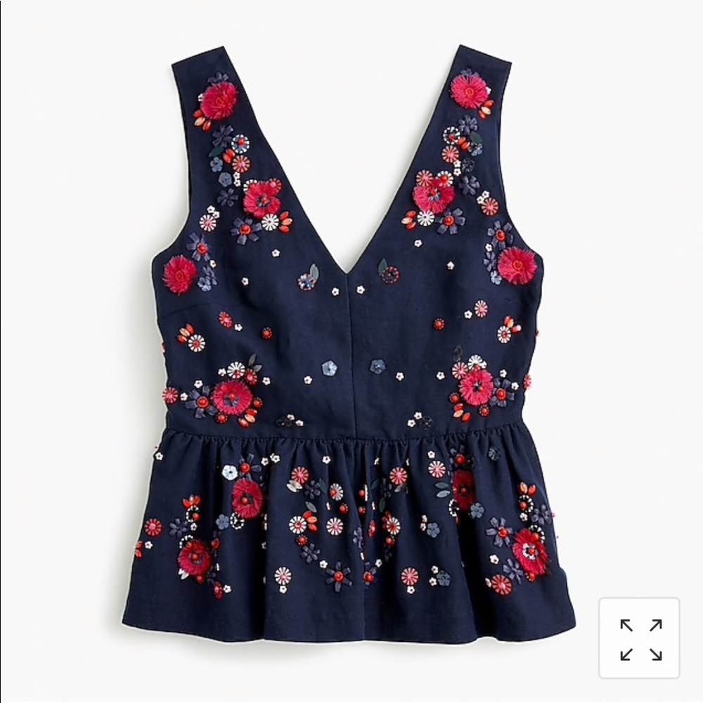 J. Crew Hand Embellished Peplum top